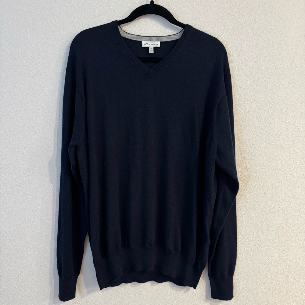 Peter Millar Blend V-Neck Sweater extra large navy blue